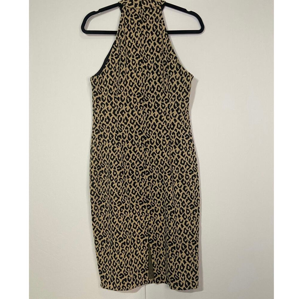 Tina Turk midi dress women’s 8 leopard print knit bodycon halter mob wife,